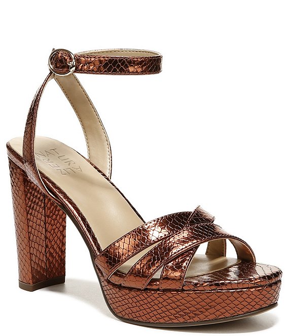 Naturalizer Mallory Metallic Snake Print Leather Strappy Ankle Strap ...