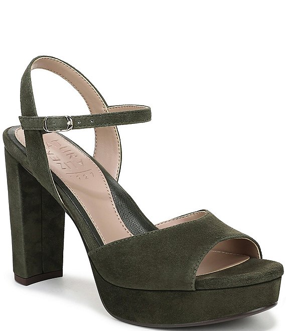 Naturalizer Marigold Suede Ankle Strap Platform Block Heel Sandals