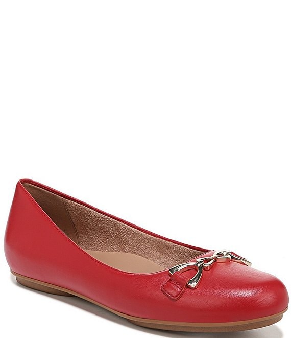 Color:Crimson Red - Image 1 - Maxwell Chain Bit Leather Casual Ballet Flats