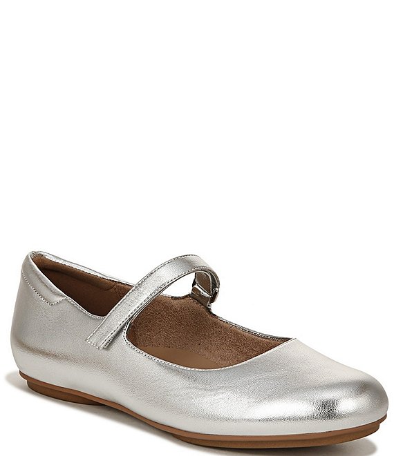 Color:Silver - Image 1 - Maxwell Mary Jane Leather Ballet Flats
