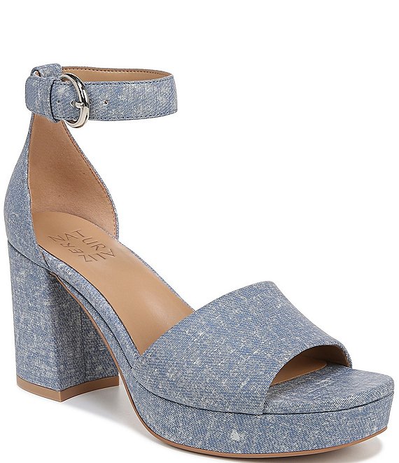 Naturalizer Pearlyn Denim Print Suede Ankle Strap Platform Sandals ...