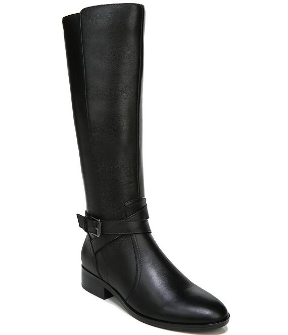 Color:Black Leather - Image 1 - Rena Leather Tall Narrow Calf Boots