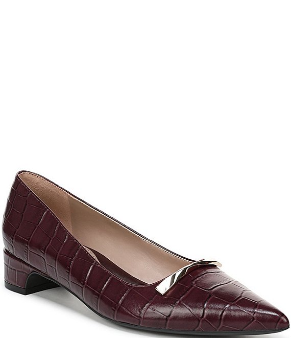 Naturalizer Rumi Croco Embossed Leather Twist Bar Pointed Toe Pumps