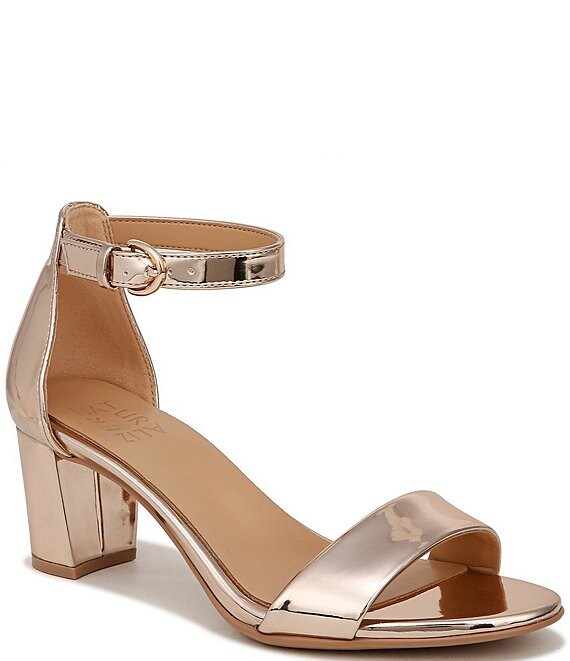 Naturalizer Vera Metallic Ankle Strap Block Heel Dress Sandals