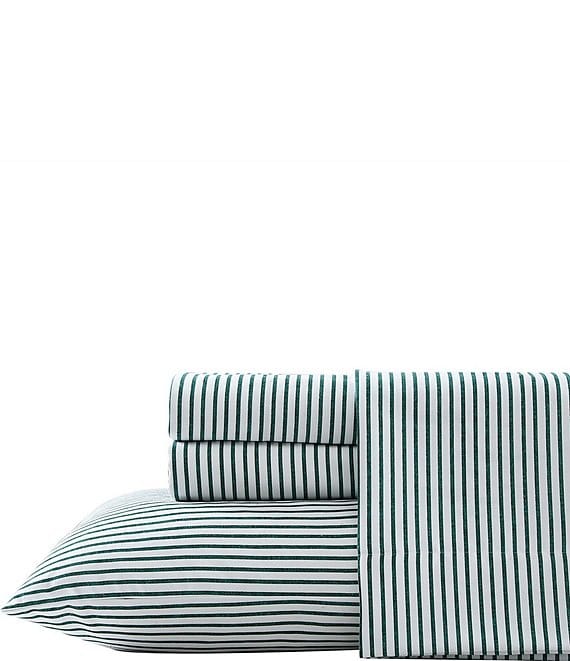 Color:Green - Image 1 - Harmead Green Striped Flannel Sheet Set