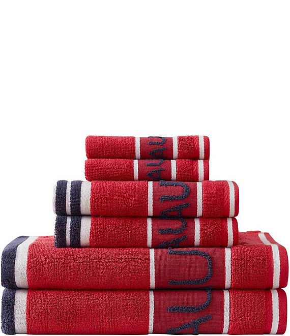 Red and White Striped Bath Towel Set | Zazzle