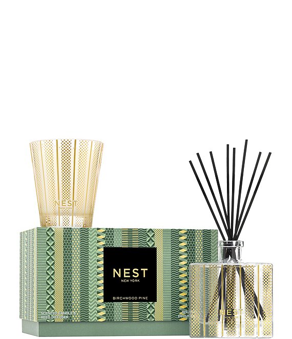 NEST New York Birchwood Pine Gold Classic Candle & Diffuser Gift Set