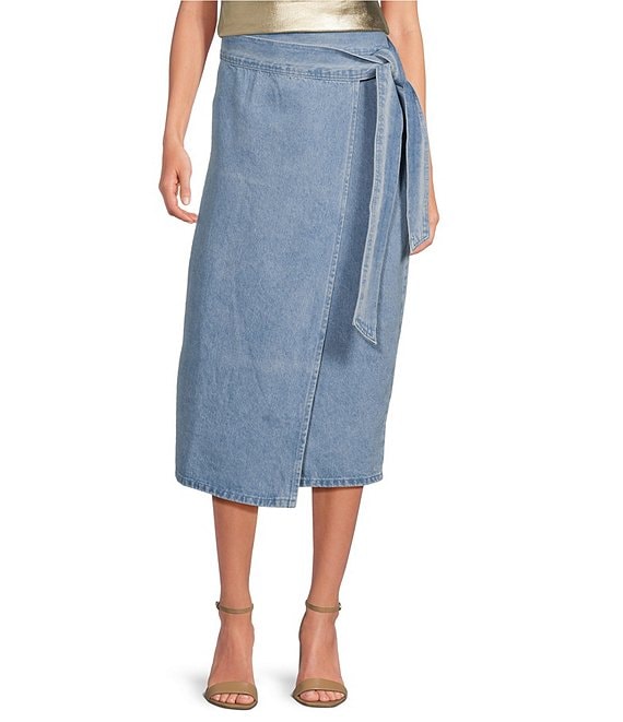 Denim wrap skirt 50 best sale