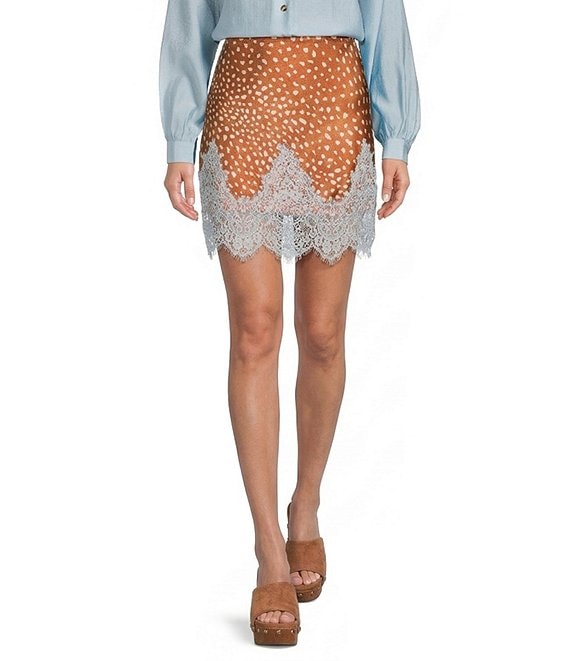 Never Fully Dressed Deer Print Maeva Printed Slip Mini Skirt