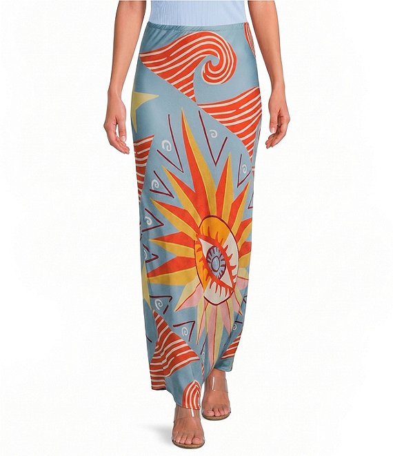 Never Fully Dressed Dorris Dolce Vita Printed Satin Maxi Skirt