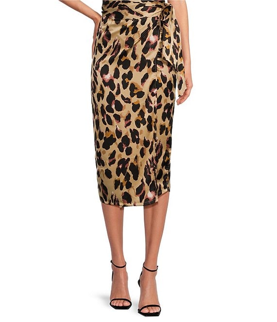 Never Fully Dressed Jaspre Leopard Print Wrap Midi Skirt | Dillard's