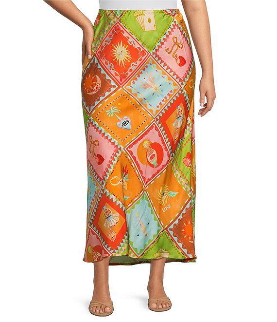 Never Fully Dressed Plus Size Dorris Soller Multicolored Print Maxi Skirt
