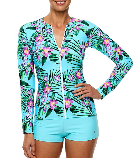 Next by Athena For Shore Raglan Sleeve Zip Front Rashguard
