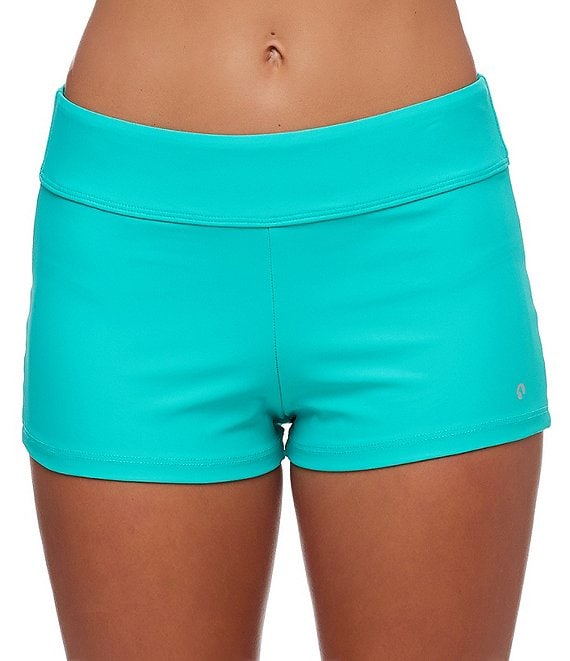 corallea - Set: Plain Knot Tankini Top + Swim Shorts + Flared