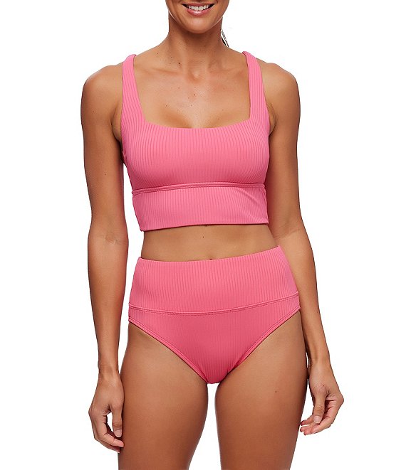 VAI21 mesh layer asymmetrical sports bra in pink (part of a set)
