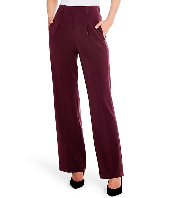 NIC + ZOE Avenue Woven High Rise Pleated Wide Leg Pull-On Trouser