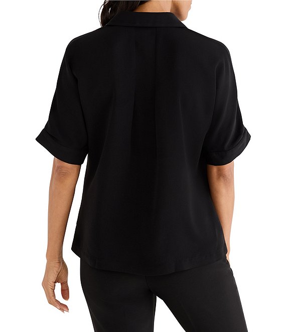 NIC + ZOE Devon Collar Split Neck Short Dolman Sleeve Shirt