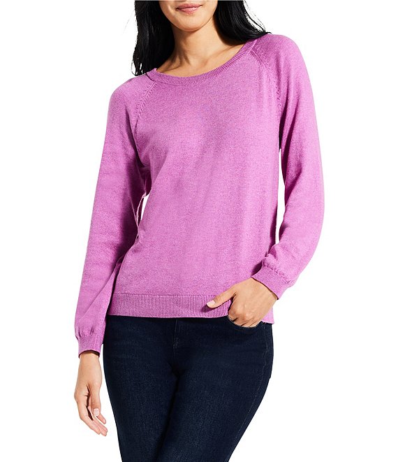NIC + ZOE Here And There Boat Neck Long Raglan Sleeve Knit Sweater ...