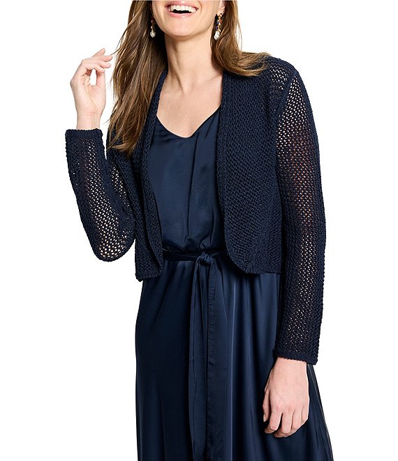 NIC + ZOE Mesh Cocoon Open Front Long Sleeve Cardigan