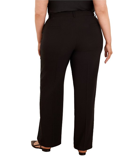 NIC + ZOE Plus Size Lenox Sleek Stretch Sequin Wide Leg Pull-On