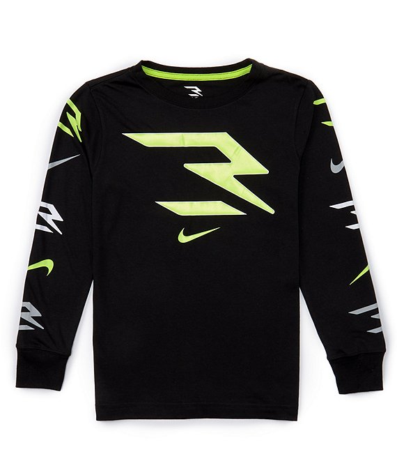Color:Black - Image 1 - 3BRAND By Russell Wilson Big Boys 8-20 Long Sleeve Icon Printed T-Shirt