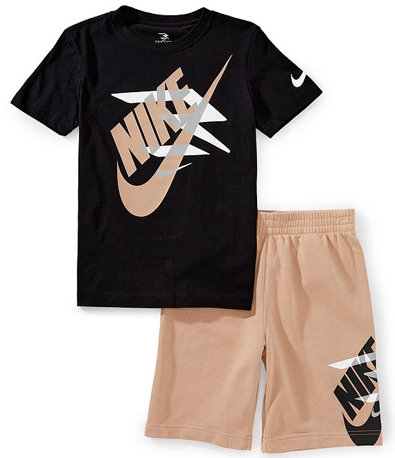 3BRAND Nike 3BRAND By Russell Wilson Big Boys 8-20 Short Sleeve Icon Logo Graphic T-Shirt & Coordinating Short Set, Black - Image 1
