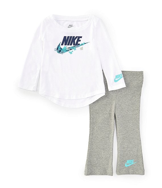 Nike Baby Girls 12 24 Months Long Sleeve Logo Graphic Jersey T Shirt Stretch Jersey Leggings Set Dillard s