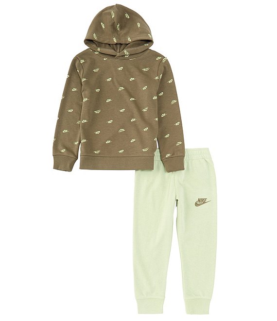 Color:Honyedew - Image 1 - Little Boys 2T-7 Long-Sleeve All-Over Club Pull-Over Hoodie & Jogger Pants Set