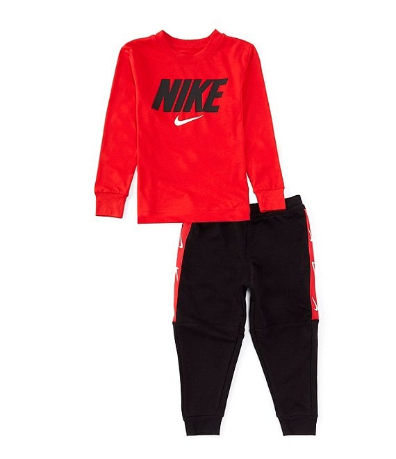 Nike Little Boys 2T 7 Long Sleeve Nike Pullover Top Plus Jogger Pants 2 Piece Set