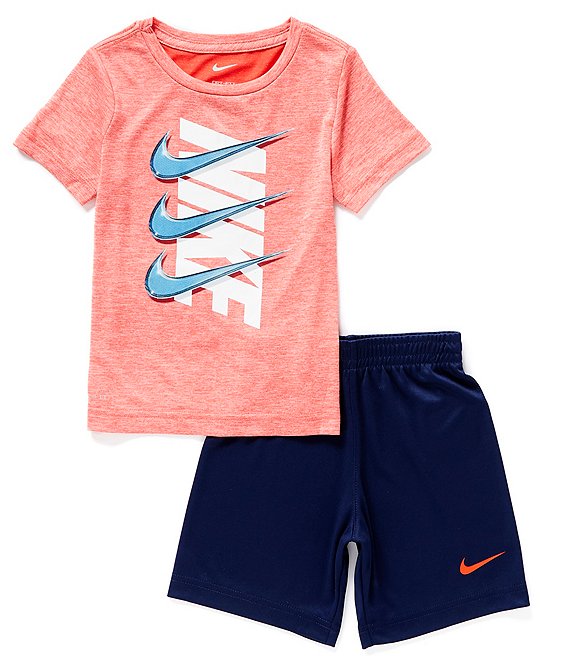 Nike Little Boys 2T-7 Short Sleeve Dropset Jersey T-Shirt & Double Knit Shorts  Set