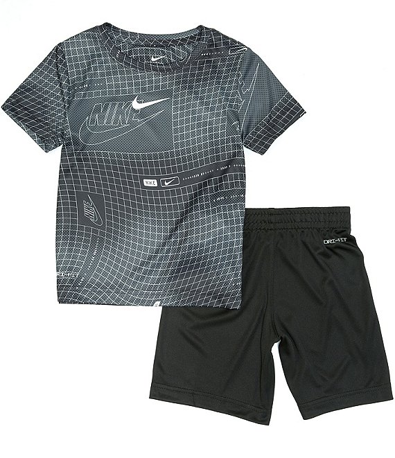 Nike Little Boys 2T-7 Short Sleeve Sublimation Print Tee & Solid Shorts ...