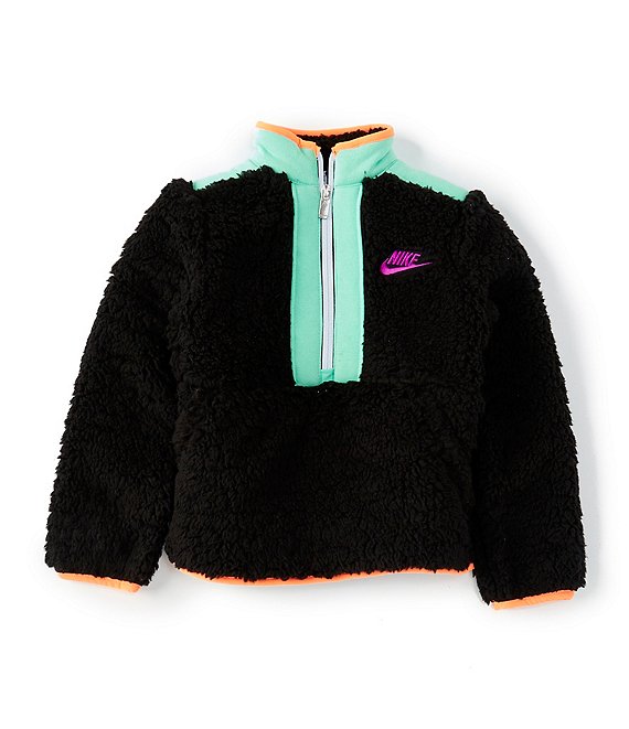 Color:Black - Image 1 - Little Boys 4-7 Illuminate Sherpa Fleece 1/4 Zip Pullover Jacket