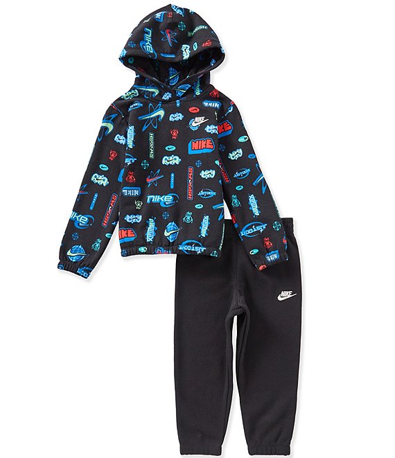 Nike Little Boys Sportswear Printed Fleece Pullover Hoodie and Pants Set