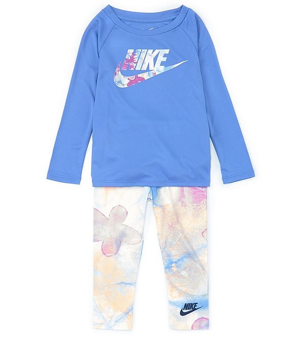 Nike Little Girls 2T-6X Sci-Dye Swoosh Logo Leggings 2-Piece Set