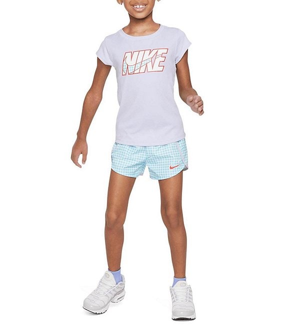 Nike Little Girls 2T-6X Short-Sleeve Logo Tee & Gingham Shorts Set ...