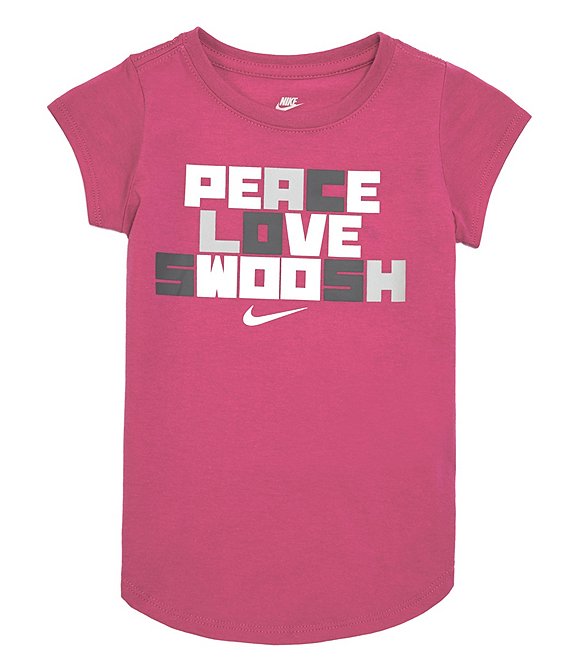 Nike Little Girls 2T-6X Short-Sleeve Peace, Love, Swoosh Tee | Dillard's