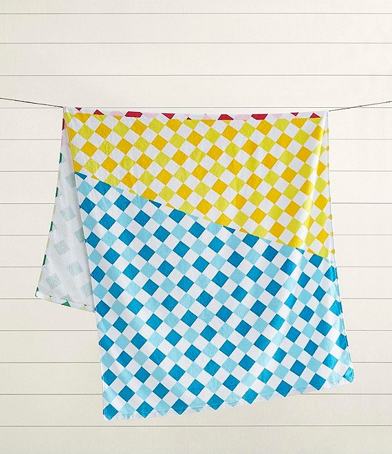 Noble Excellence Summer Shop Collection Multi Checked Burst Print Velour Beach Towel
