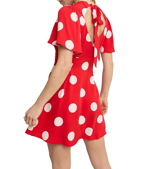 red polka dot button down dress Women Red Polka Dots Button Down Shirt Dress|UAE