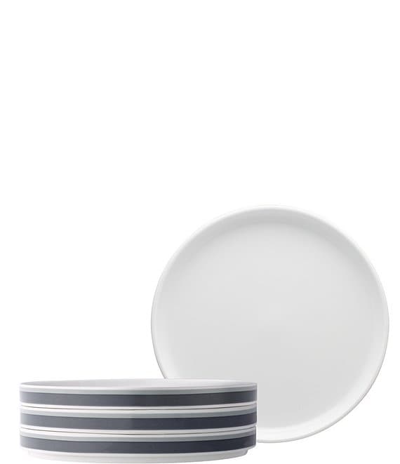 Noritake ColorStax Stripe Collection Salad Plates, Set of 4, Grey - Image 1
