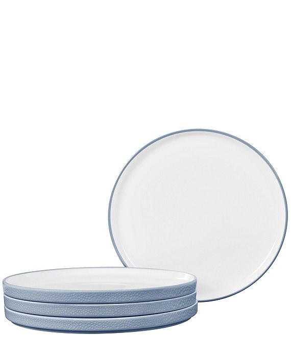 Noritake ColorTex Stone Collection Stax Small Appetizer Plates, Set of 4, Aqua - Image 1
