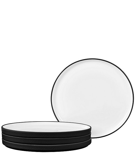 Color:Black - Image 1 - ColorTex Stone Collection Stax Small Appetizer Plates, Set of 4