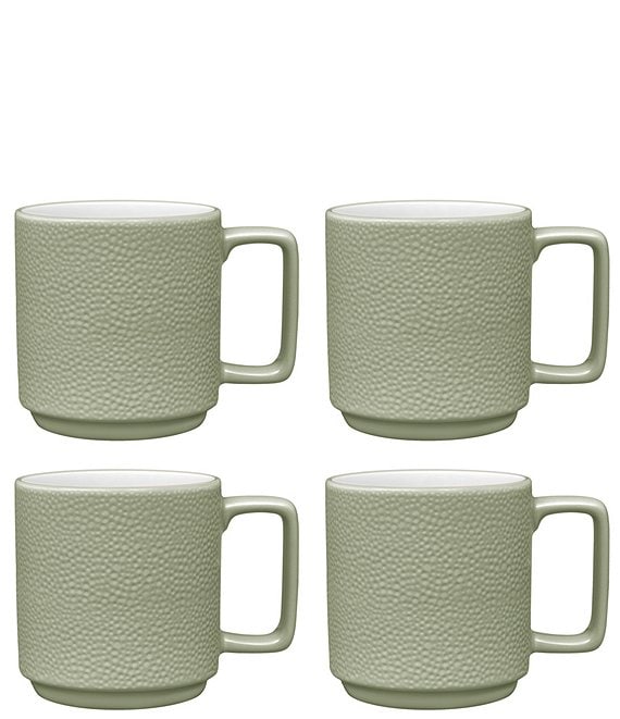 Noritake ColorTex Stone Sage Collection Set Of 4 Stax Mugs, Sage - Image 1