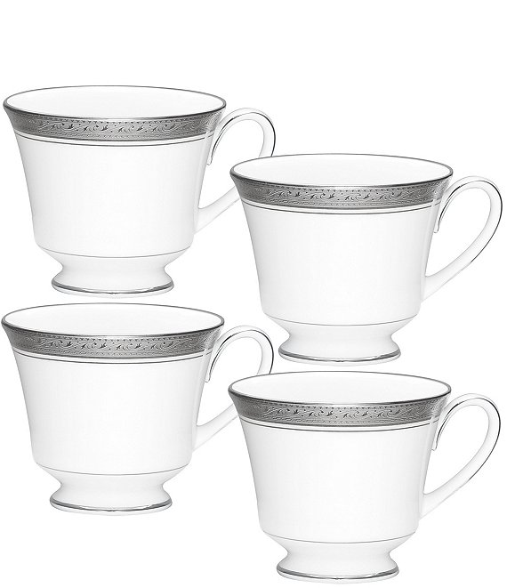 Noritake Crestwood Etched Platinum Collection Cups, Set of 4