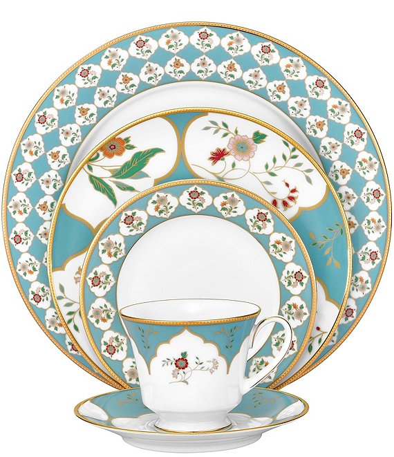 Noritake Lodi's Morning Collection Floral Place Setting, Blue/Gold - Image 1