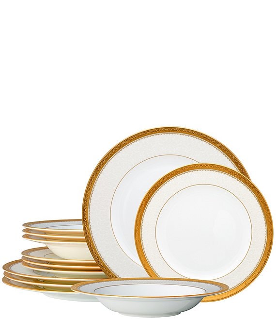 Noritake Odessa Gold Collection 12 Piece Set Service For 4