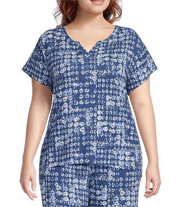 Geometric Print Short Sleeve Knit Shirt