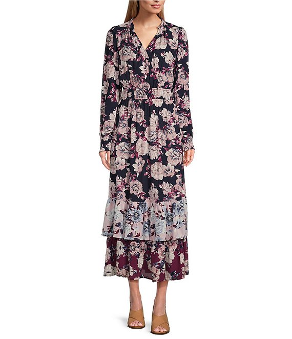 Nurture by Westbound Long Sleeve Midi Surplice Dress | Dillard's