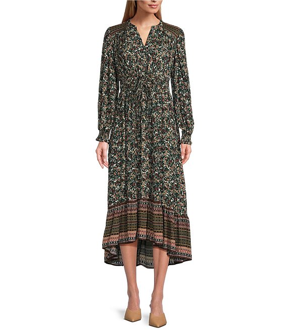 Nurture by Westbound Long Sleeve Tie Front Hi-Low Midi Dress | Dillard's