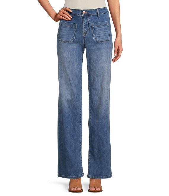 Nurture by Westbound Mid Rise Straight Wide Leg Jeans | Dillard's