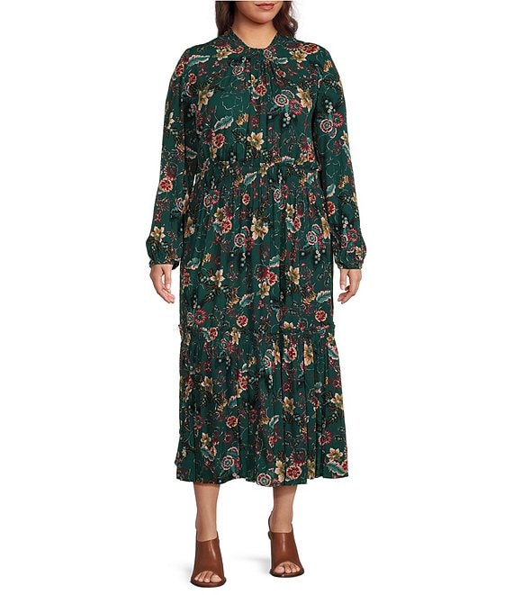 Nurture by Westbound Plus Size Long Sleeve High Neck Midi Dress | Dillard's